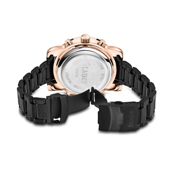 Men's Stauer Due Volta Black Watch - Picture 4 of 5